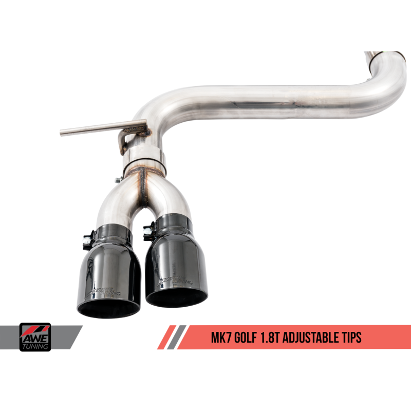 AWE Tuning VW MK7 Golf 1.8T Touring Edition Exhaust w/Diamond Black Tips (90mm)
