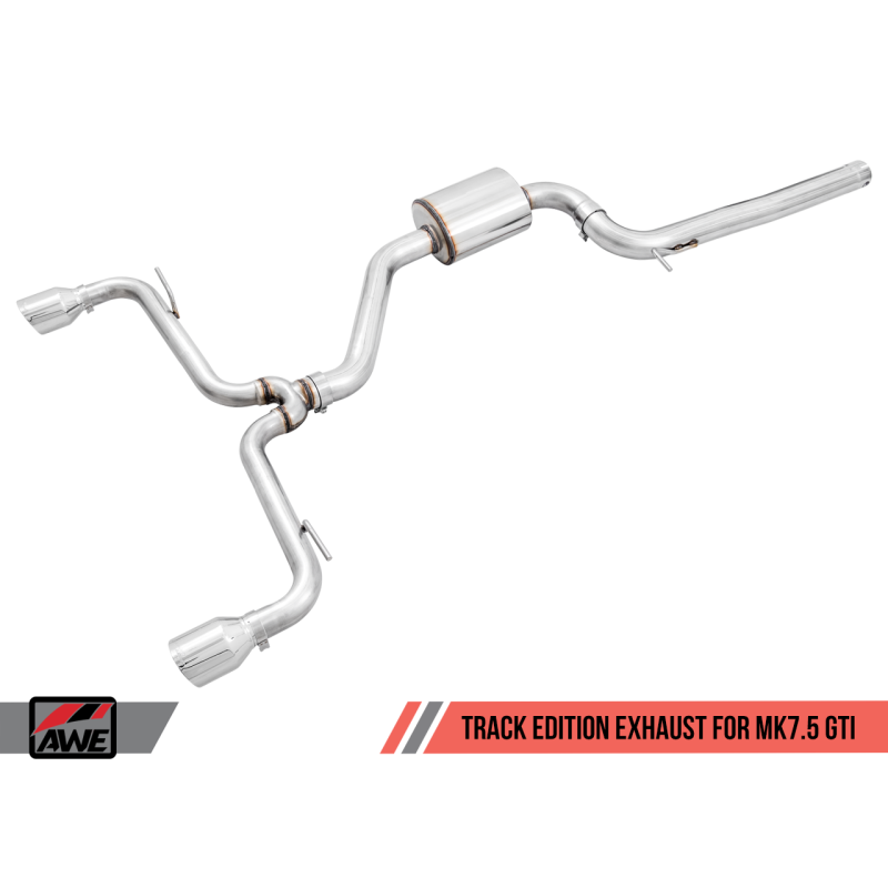 AWE Tuning Volkswagen GTI MK7.5 2.0T Track Edition Exhaust w/Chrome Silver Tips 102mm
