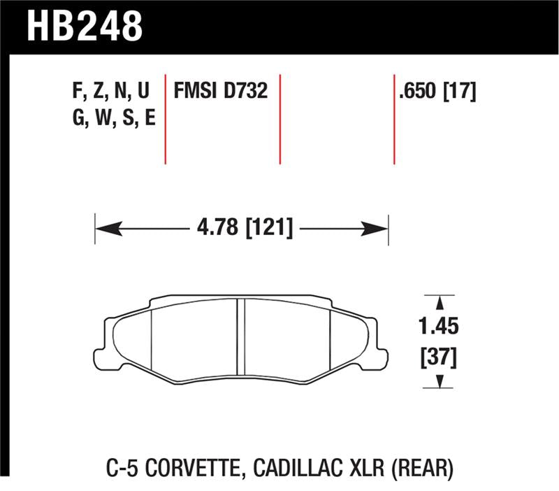 Hawk 97-12 Corvette/01-04 Z06/05-09 Z51 DTC-70 Race Rear Brake Pads
