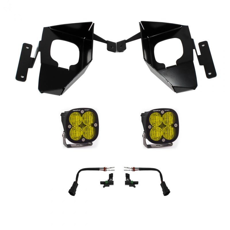 Baja Designs 16 - 18 Silverado Squadron Sport Fog Pocket Kit W/C - Amber Fog Lights