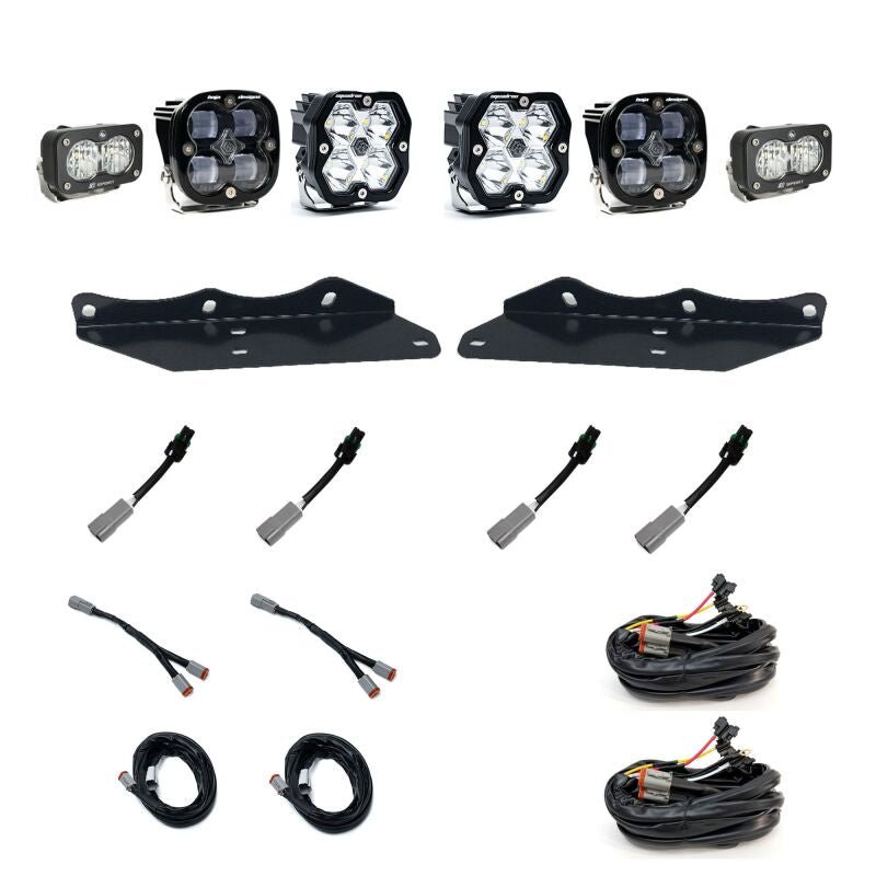 Baja Designs 17 - 20 Ford Raptor Squadron 2.0 Sport (Spot) + 1.0 SAE + S2 Sport W/C Fog Pkt Kit - Clear - Fog Lights - Baja Designs
