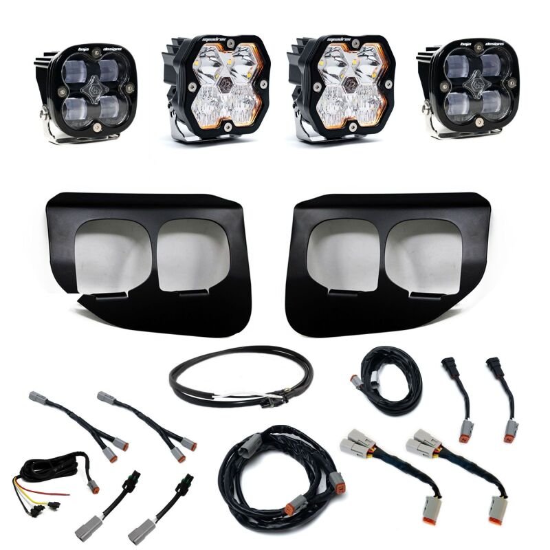 Baja Designs 20 - 22 Ford SD Squadron 2.0 SAE/Sport Dual Fog Pkt Kit w/Upfitter (Drv/Combo) - Clear - Fog Lights - Baja Designs