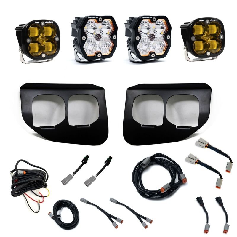 Baja Designs 20 - 22 Ford SD Squadron 2.0 SAE/Sport Dual Fog Pocket Kit (SAE Fog) - Amber/Clear - Fog Lights - Baja Designs