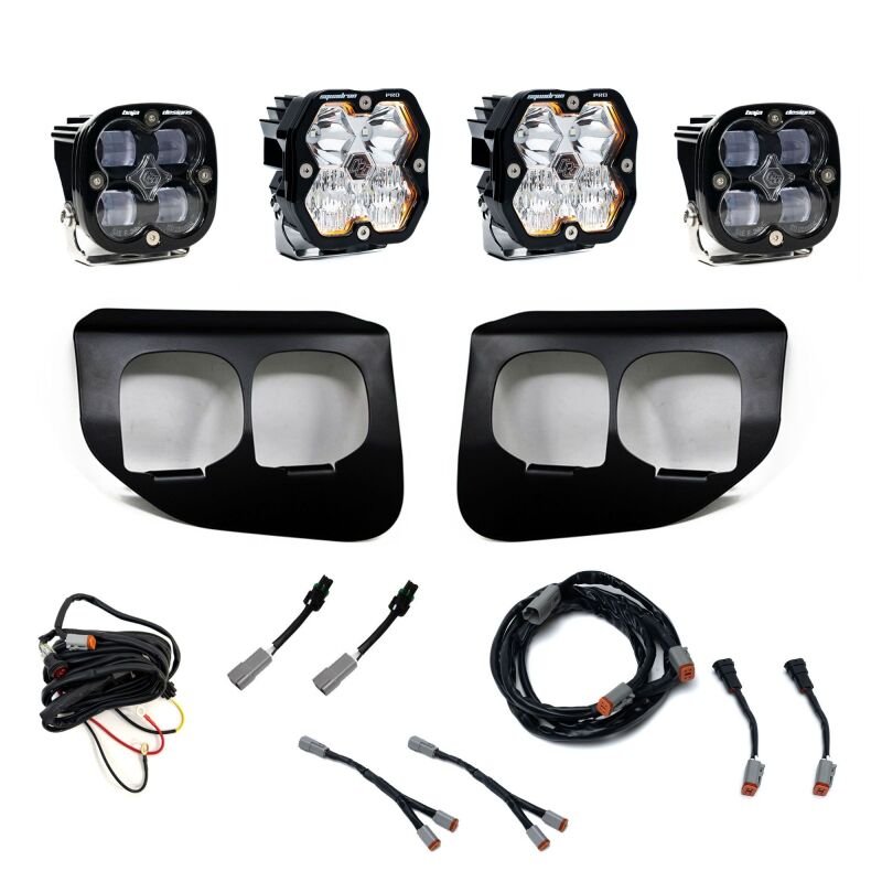 Baja Designs 20 - 22 Ford Super Duty Squadron 2.0 Pro/SAE Dual Fog Pocket Kit (Driving/Combo) - Clear - Fog Lights - Baja Designs
