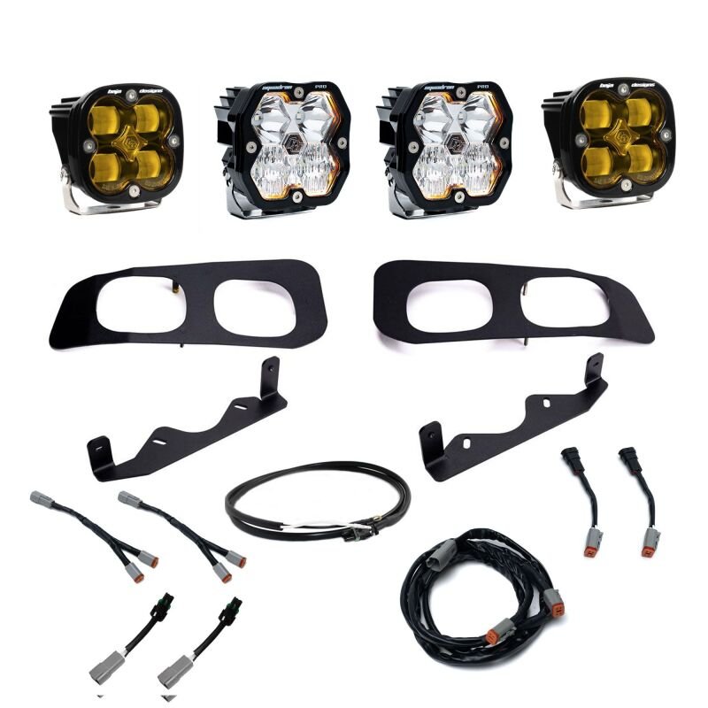 Baja Designs 2023+ Ford SD Squardon Pro/SAE 2.0 Dual Fog Pocket Kit Upfitter (SAE Fog) - Baja Amber - Fog Lights - Baja Designs