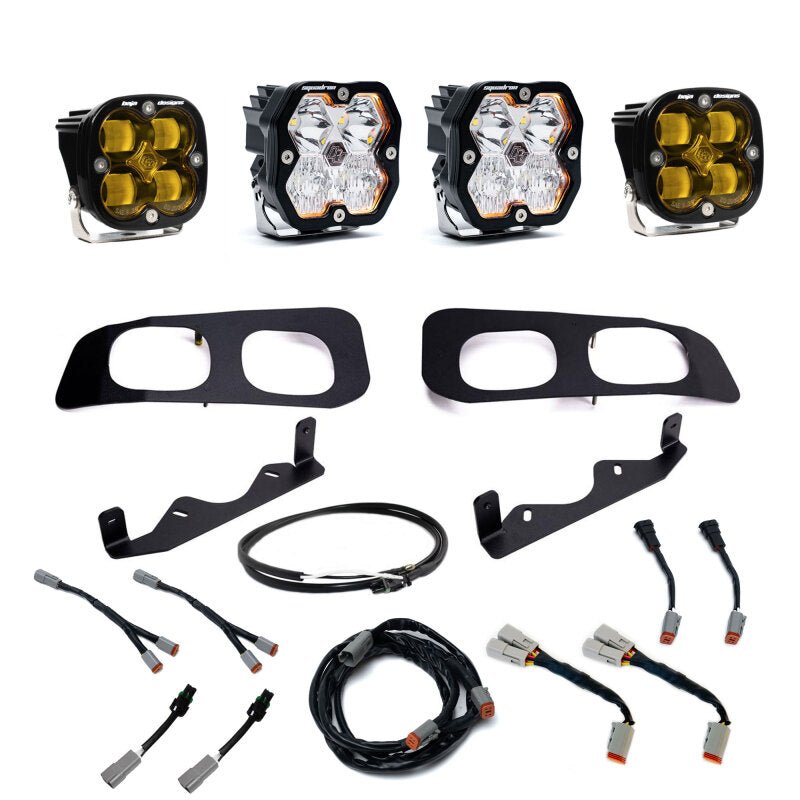 Baja Designs 2023+ Ford Super Duty Squadron Sport/SAE 2.0 Dual Fog Pocket Kit (SAE Fog) - Baja Amber - Fog Lights - Baja Designs