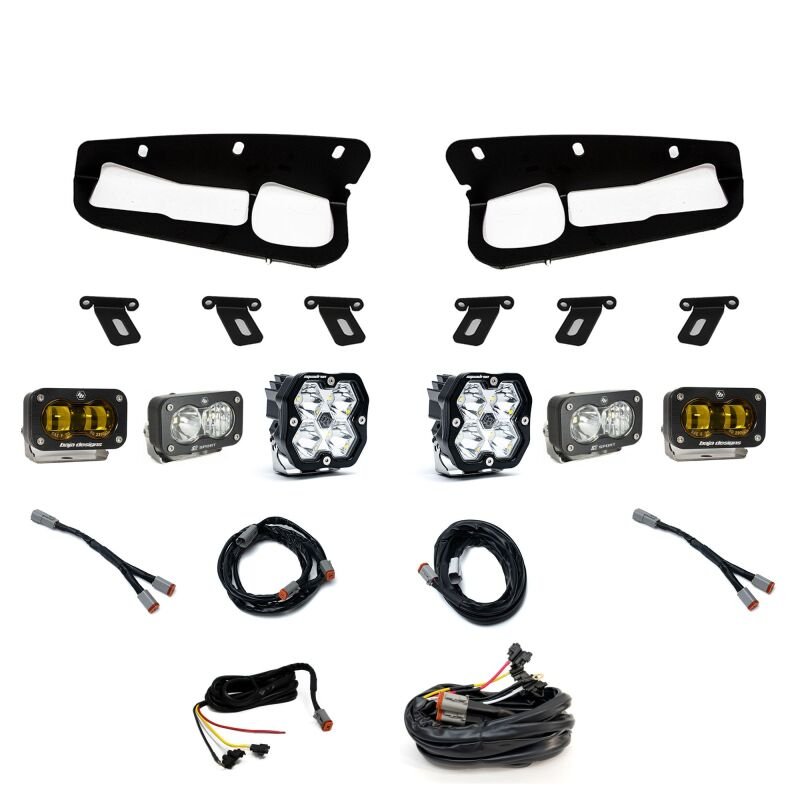 Baja Designs 21 - 25 Ford Bronco Squadron 2.0 Sport (Spot) & S2 Sprt D/C Clr /S2 SAE Ambr ST Bmpr w/UP - Light Bars & Cubes - Baja Designs