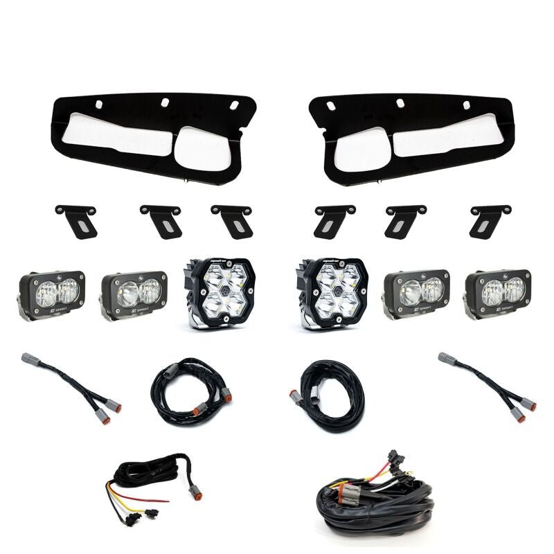 Baja Designs 21 - 25 Ford Bronco Squadron 2.0 (Spot) / S2 Sport D/C & W/C FPK Steel Bumper w/UP - Clear - Light Bars & Cubes - Baja Designs
