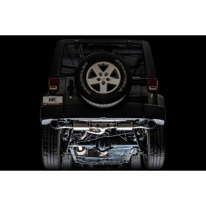 AWE Tuning 07-18 Jeep Wrangler JK/JKU 3.6L Tread Edition Axle-Back Dual Exhaust - Diamond Black Tips