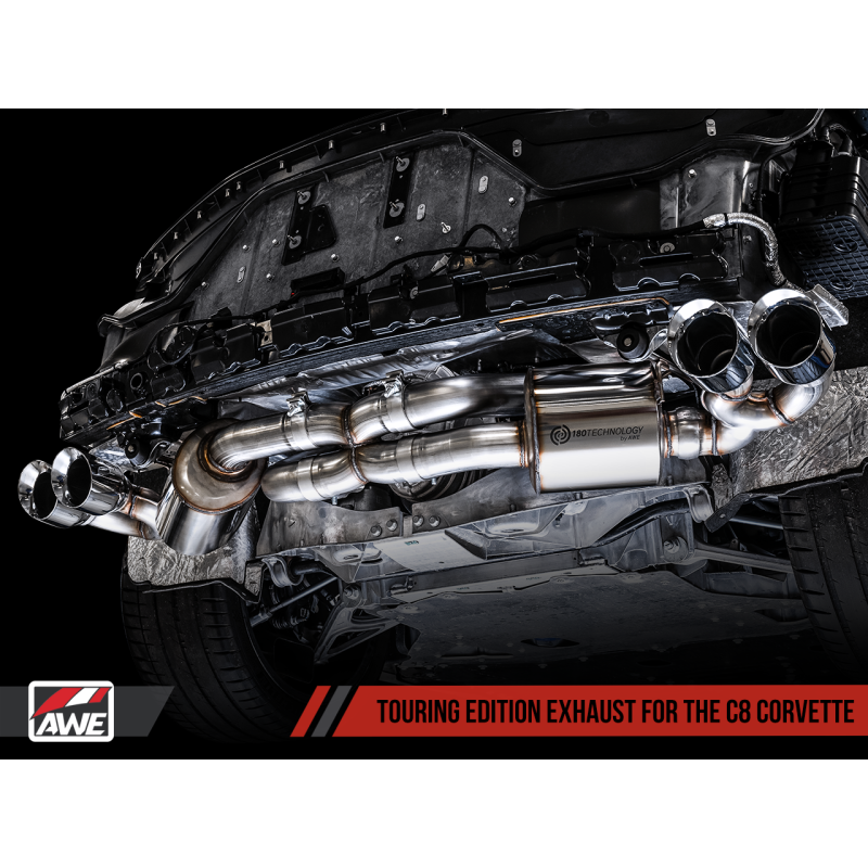 AWE Tuning 2020 Chevrolet Corvette (C8) Touring Edition Exhaust - Quad Chrome Silver Tips