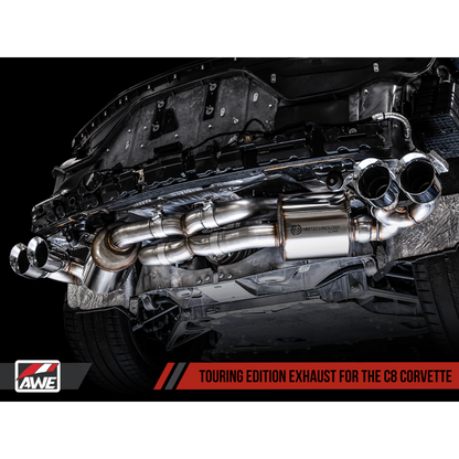 AWE Tuning 2020 Chevrolet Corvette (C8) Touring Edition Exhaust - Quad Chrome Silver Tips