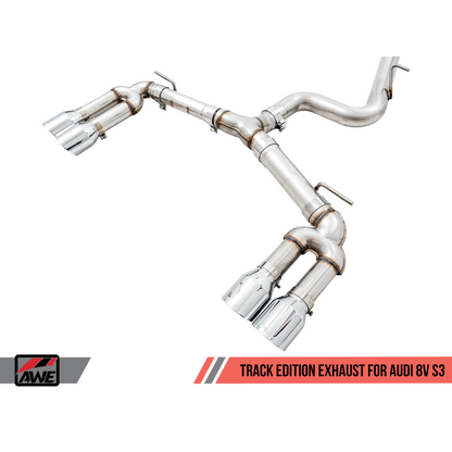 AWE Tuning Audi 8V S3 Track Edition Exhaust w/Chrome Silver Tips 102mm