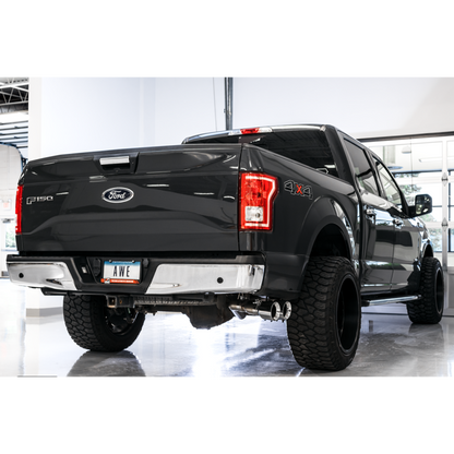 AWE Tuning 2015+ Ford F-150 0FG Single Exit Performance Exhaust System w/4.5in Chrome Silver Tips