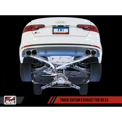 AWE Tuning Audi B9 S4 Track Edition Exhaust - Non-Resonated (Black 102mm Tips)