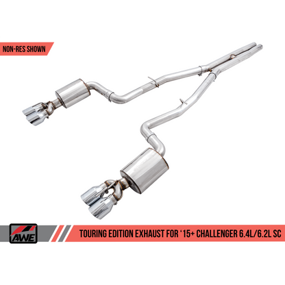 AWE Tuning 2015+ Dodge Challenger 6.4L/6.2L Non-Resonated Touring Edition Exhaust - Quad Silver Tips