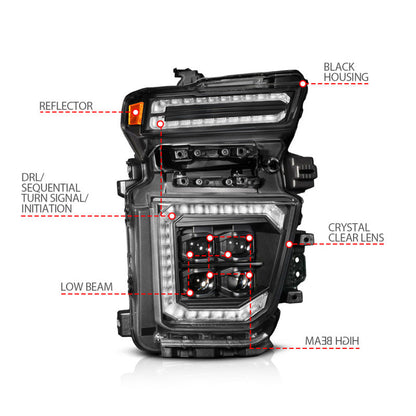 ANZO Z-Series 20-23 Chevy Silverado 2500/3500 Z-Series Full LED Proj Headlights Black - Pass. Side