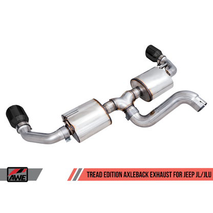 AWE Tuning 2018+ Jeep Wrangler JL/JLU Tread Edition Axle-Back Dual Exhaust - Diamond Black Tips
