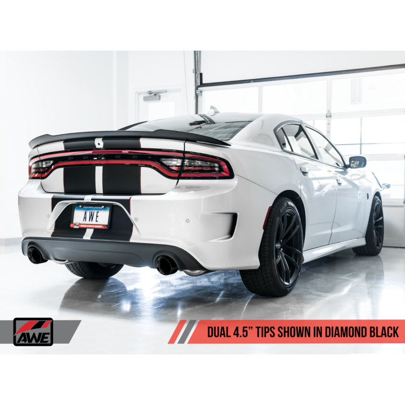 AWE Tuning 2017+ Dodge Charger 5.7L Touring Edition Exhaust - Non-Resonated - Diamond Black Tips