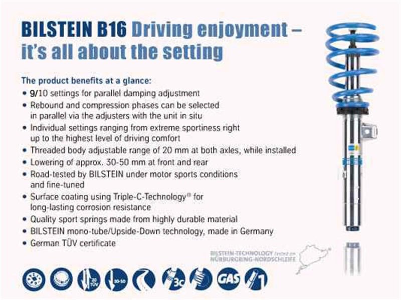 Bilstein B16 (DampTronic) 2015-2018 BMW M3/M4 F80/F82 Front & Rear Performance Suspension System-Coilovers-Bilstein