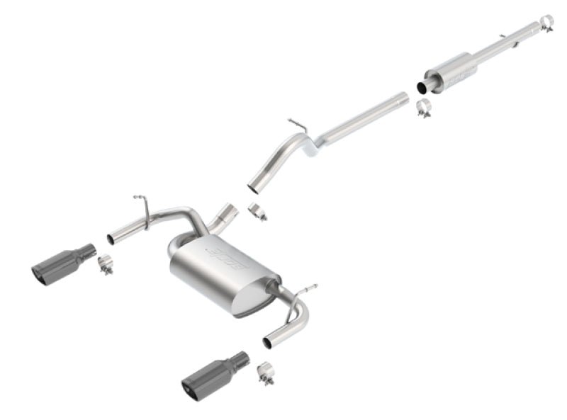 Borla 12-16 Jeep Wrangler 3.6L AT/MT 4DR 4WD S SQ RL AC SR 2.5in 2in TIP 3.5inx3.28in Black Chrome-Catback-Borla