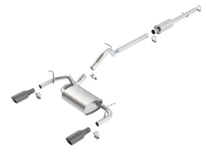 Borla 12-16 Jeep Wrangler 3.6L AT/MT 4DR 4WD S SQ RL AC SR 2.5in 2in TIP 3.5inx3.28in Black Chrome-Catback-Borla