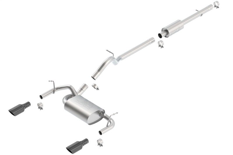 Borla 12-16 Jeep Wrangler 3.6L AT/MT 4DR 4WD S SQ RL AC SR 2.5in 2in TIP 3.5inx3.28in Black Chrome-Catback-Borla