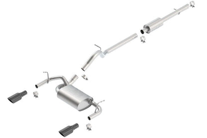 Borla 12-16 Jeep Wrangler 3.6L AT/MT 4DR 4WD S SQ RL AC SR 2.5in 2in TIP 3.5inx3.28in Black Chrome-Catback-Borla