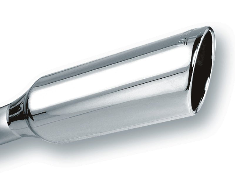 Borla 2.25in Inlet 4in Round Rolled Angle Cut x 12in Long Embossed Exhaust Tip-Tips-Borla