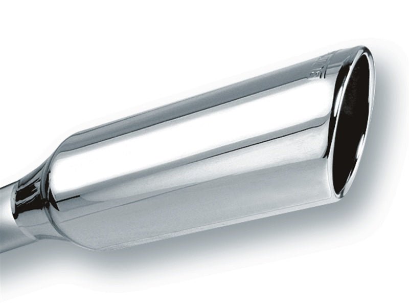 Borla 2.25in Inlet 4in Round Rolled Angle Cut x 12in Long Embossed Exhaust Tip-Tips-Borla