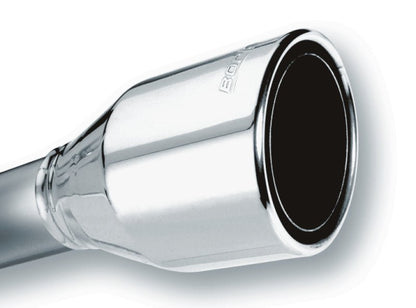 Borla 2.5in Inlet 4.5in Round Rolled Angle Cut Phantom X 7.75in Long Embossed Universal Exhaust Tips-Tips-Borla