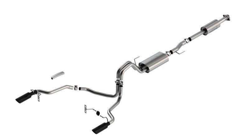 Borla F-150 2021 2.7L/3.5L 4dr CC SB EC STB Lar/KingR/Plnm/LTD 3/2.25 SRE CB Touring BLK CHR Tips-Catback-Borla