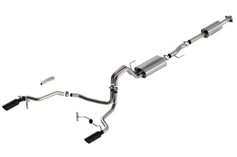 Borla F-150 2021 2.7L/3.5L 4dr CC SB EC STB Lar/KingR/Plnm/LTD 3/2.25 SRE CB Touring BLK CHR Tips-Catback-Borla