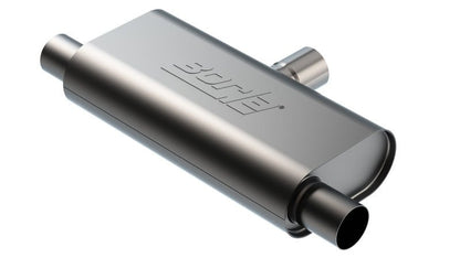 Borla T- Flow Universal Muffler - 2.5in Single Inlet/2.5in Dual Outlet 24in OAL 4.25x9.10x18in Body-Muffler-Borla