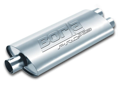 Borla Universal Center/Dual Oval 2.5in In/Dual 2.5in Out 19in x 4in x 9.5in Notched PRO-XS Muffler-Muffler-Borla