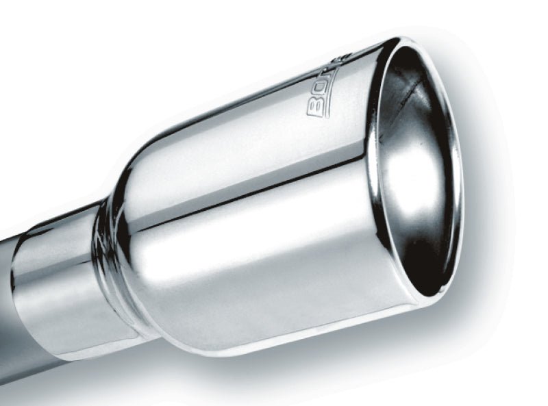 Borla Universal Polished Tip Single Oval Rolled Angle-Cut w/Clamp (inlet 2 1/2in. Outlet 4 1/4 x 3 1-Tips-Borla