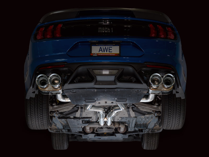 AWE Tuning 21-23 Ford Mustang Mach 1 SwitchPath Cat Back Exhaust w/ Quad Chrome Silver Tips