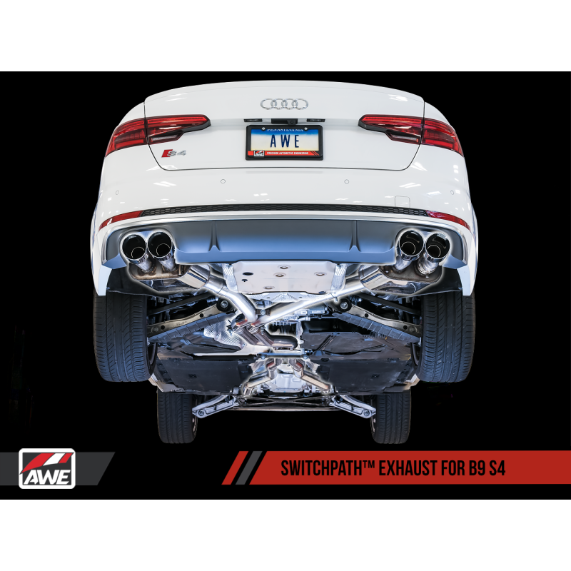 AWE Tuning Audi B9 S4 SwitchPath Exhaust - Non-Resonated (Silver 102mm Tips)