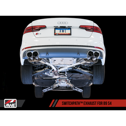 AWE Tuning Audi B9 S4 SwitchPath Exhaust - Non-Resonated (Silver 102mm Tips)