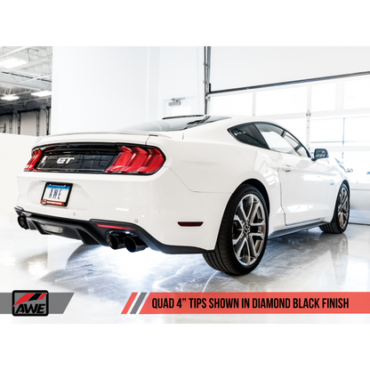 AWE Tuning 2018+ Ford Mustang GT (S550) Cat-back Exhaust - Track Edition (Quad Diamond Black Tips)