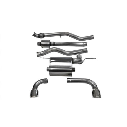 Corsa 12-14 BMW 335i Sedan AWD F30 3in Polished Touring Dual Rear Single 3.5in Tip Cat-Back Exhaust