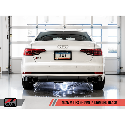 AWE Tuning Audi B9 S4 Track Edition Exhaust - Non-Resonated (Black 102mm Tips)