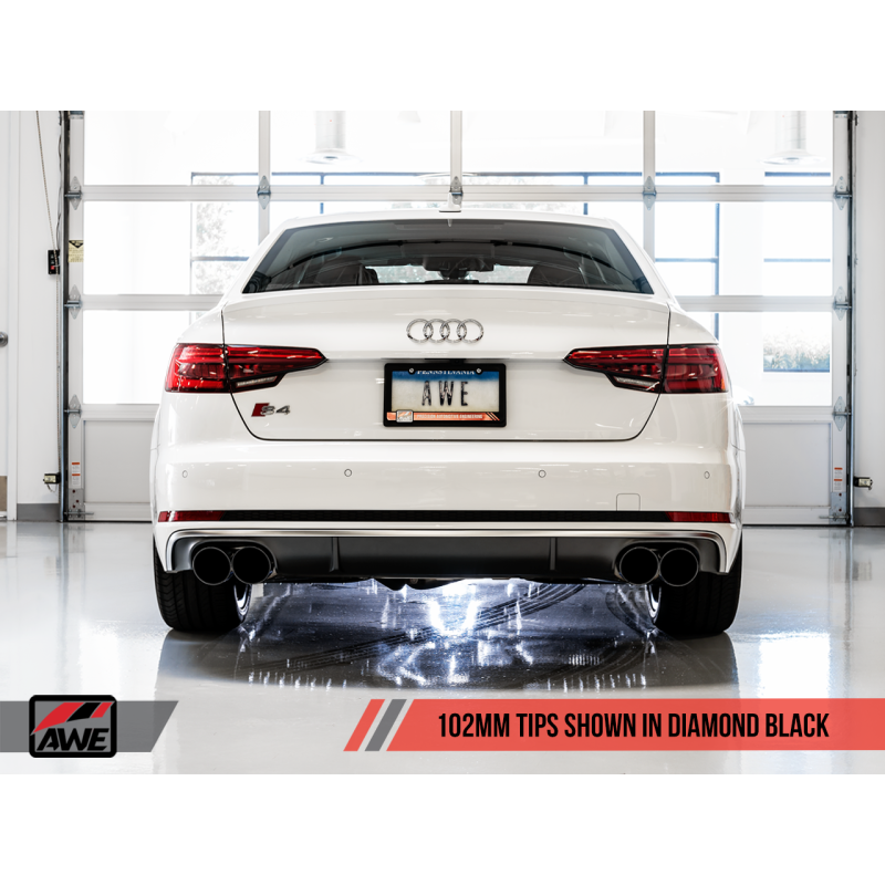 AWE Tuning Audi B9 S4 Touring Edition Exhaust - Non-Resonated (Black 102mm Tips)