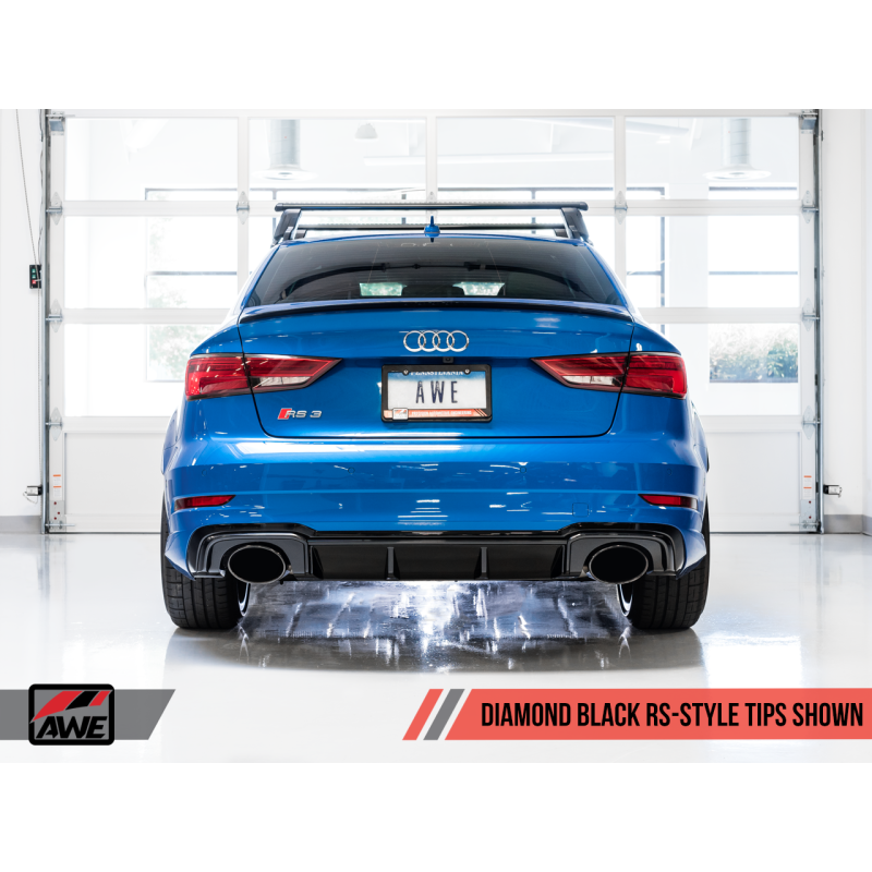 AWE Tuning 17-19 Audi RS3 8V Track Edition Exhaust - Diamond Black Tips RS-Style Tips