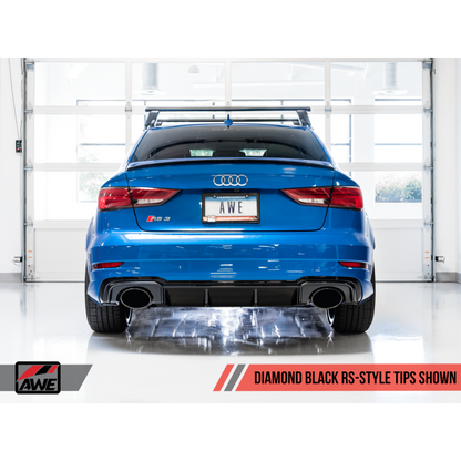 AWE Tuning 17-19 Audi RS3 8V Track Edition Exhaust - Diamond Black Tips RS-Style Tips