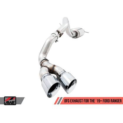 AWE Tuning 2019+ Ford Ranger 0FG Performance Exhaust System w/Chrome Silver Tips & Bash Guard