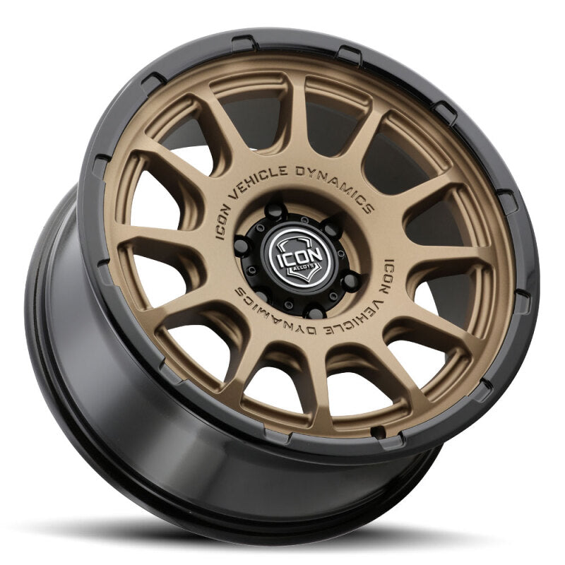 ICON Alloys Rancho 20x9 / 6x135 / 16mm / 5.625in BS Satin Bronze w/ Gloss Black Lip Wheel