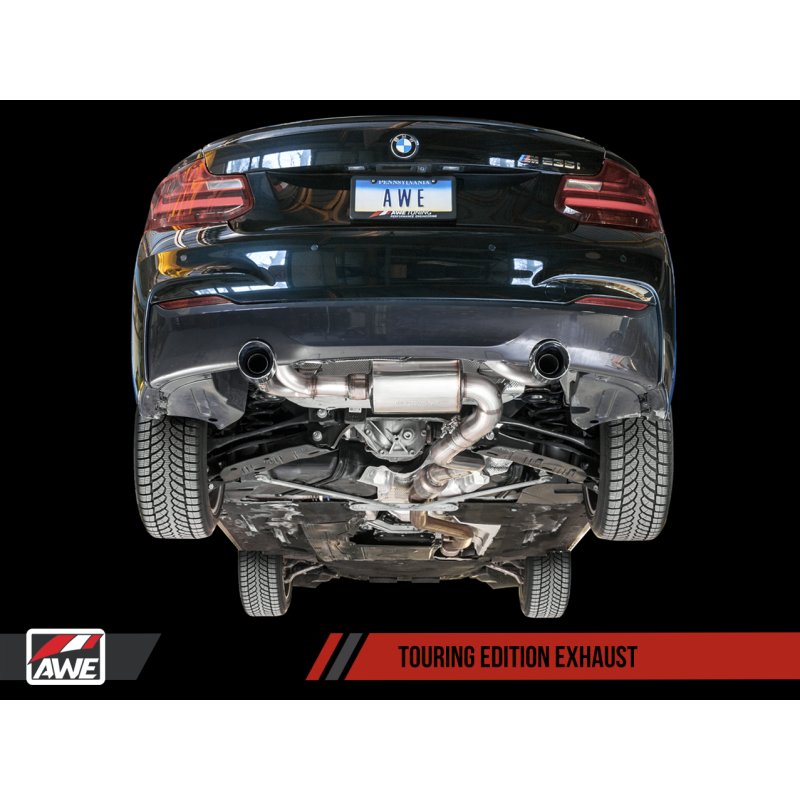 AWE Tuning BMW F22 M235i / M240i Touring Edition Axle-Back Exhaust - Diamond Black Tips (102mm)