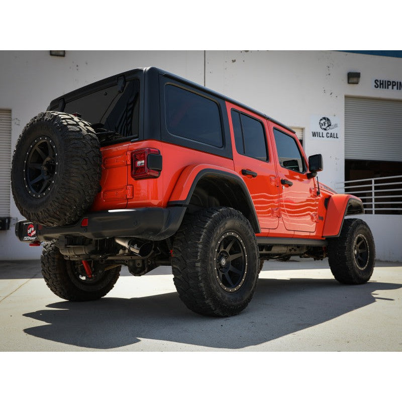 aFe 20-21 Jeep Wrangler Large Bore-HD 3in 304 Stainless Steel DPF-Back Exhaust System - Black Tip