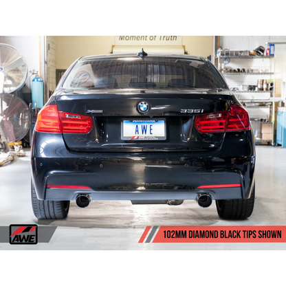 AWE Tuning BMW F3X 335i/435i Touring Edition Axle-Back Exhaust - Diamond Black Tips (102mm)