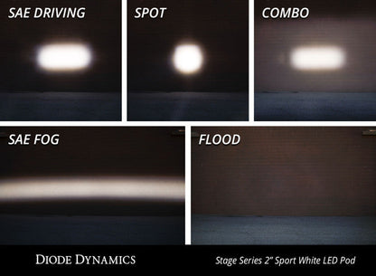 Diode Dynamics Stage Series 2 In LED Pod Sport - White Flood Standard RBL (Pair)